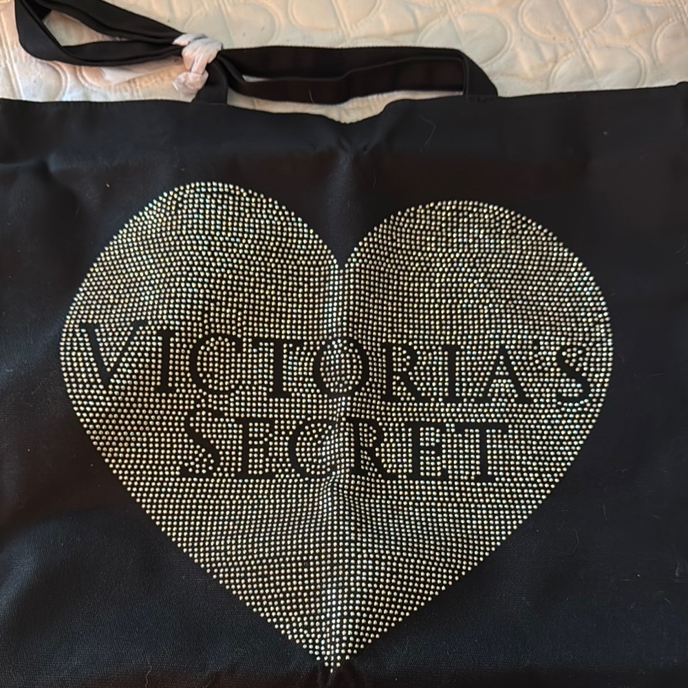 Victoria's Secret Black Sparkle Heart Tote
